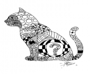 Coloriage adulte zentangle cat 